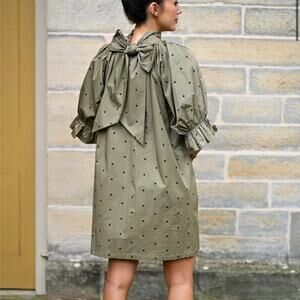 Wyatt Wylde Adrian Reversible Dress Green Black Polka Dot Size XS